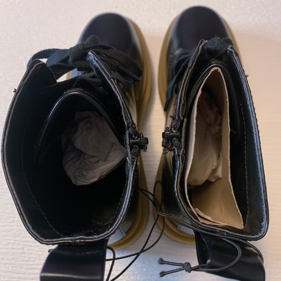 NWOT H&M Women’s Combat Military Boots Lace Up Zipper Chunky Moto Black 39/ 8 - Picture 9 of 13